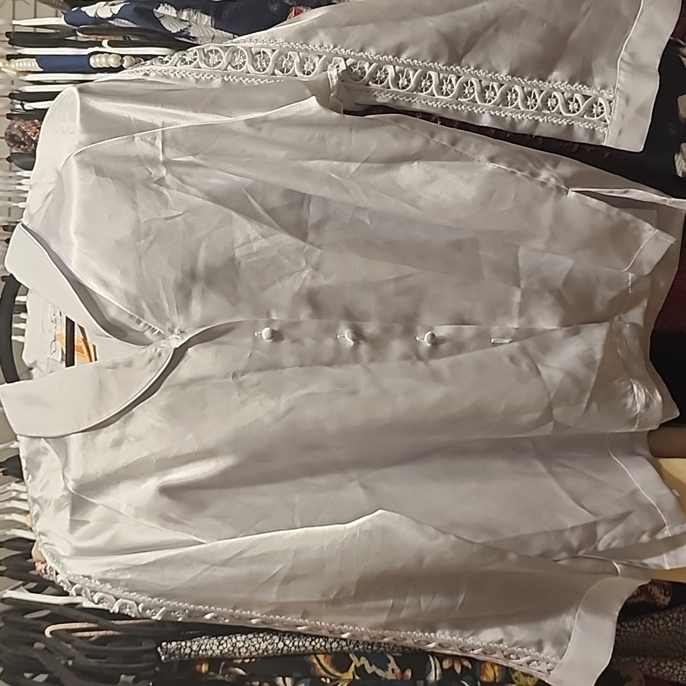 Satin white button up